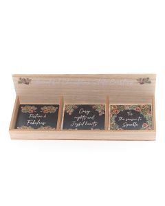 EVERGREEN FIR AND PINECONE PRINTED SLATE COASTER 3 ASST TRAY 24