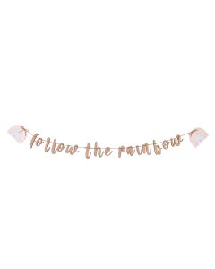 RAINBOW BUNTING NATURAL WOOD LETTERS WITH PINK RAINBOWS